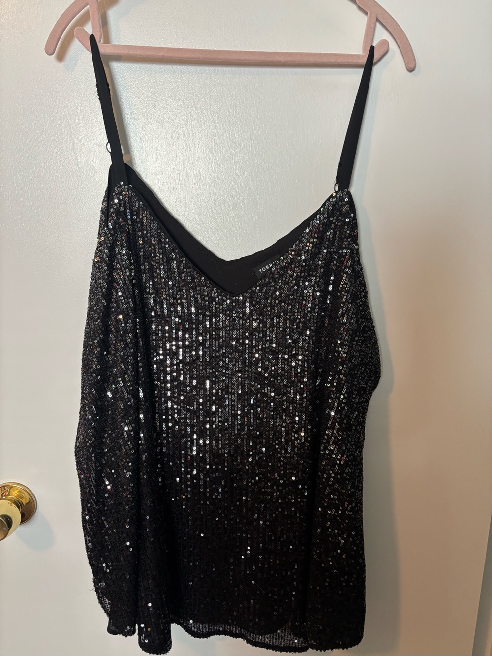 Elevated Glam Feminine Festivalcore Flirty torrid Black Sequin V-Neck Tank